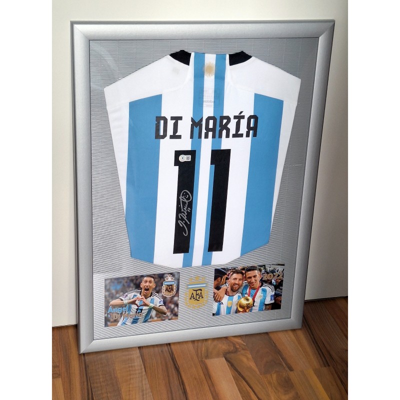 Angel Di Maria's Argentina 2022 Signed And Framed Shirt