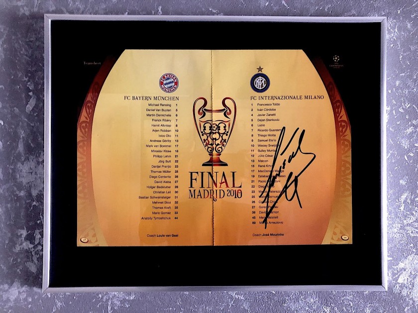 Line-Up List Madrid 2010 Final - Signed by Javier Zanetti