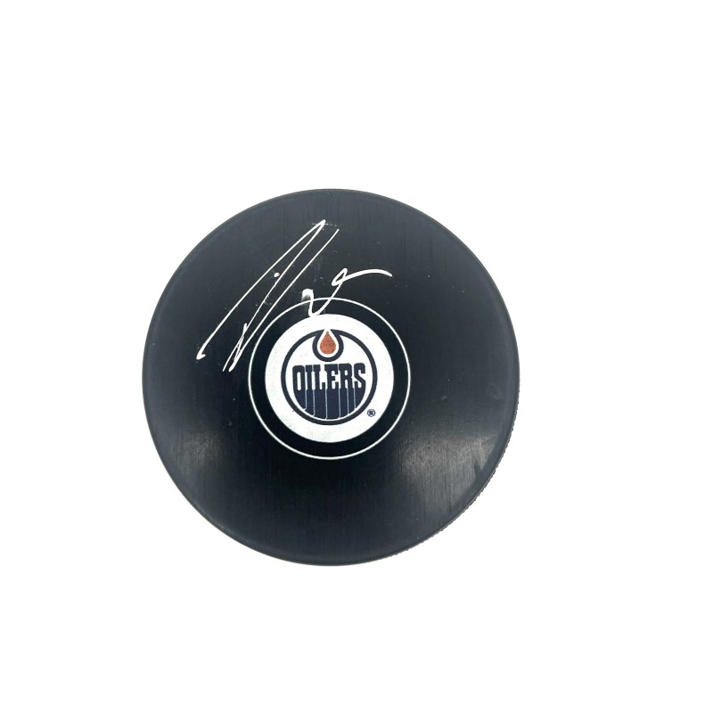 Disco da hockey degli Edmonton Oilers firmato da Leon Draisaitl