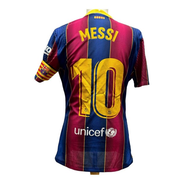 Messi's Match Shirt, Real Betis vs Barcelona 2021 + Signed Captain's Armband