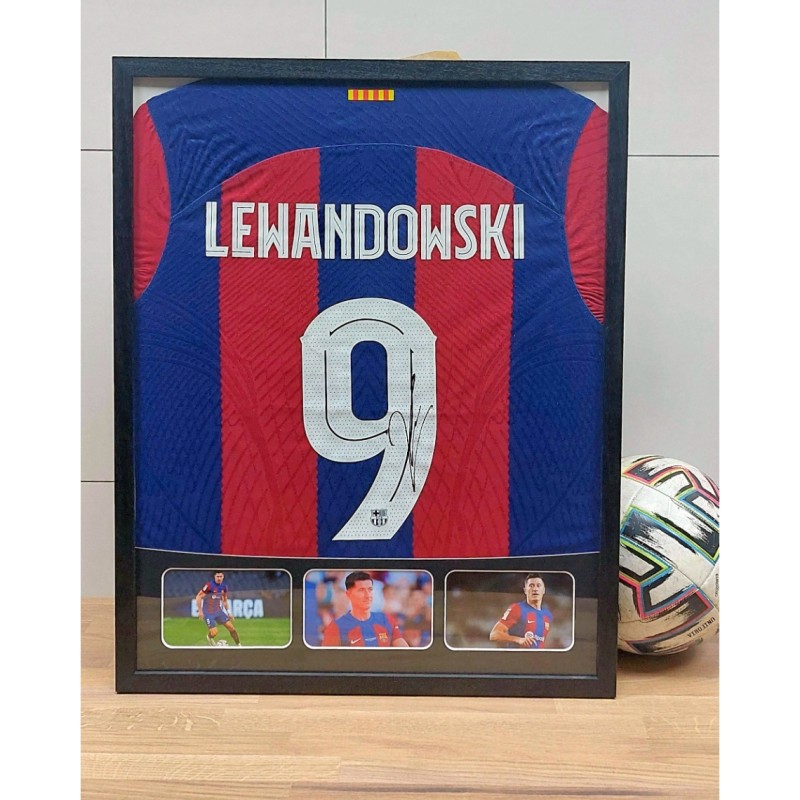 Lewandowski's FC Barcelona Signed and Framed Shirt