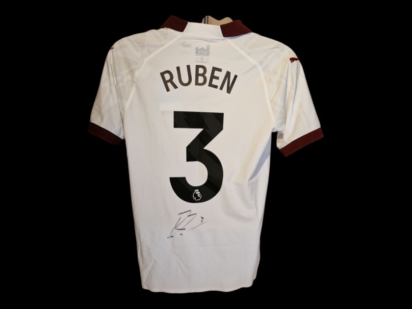 Maglia da calcio in trasferta ufficiale del Manchester City stagione 2023-24, versione giocatore, firmata da Ruben Dias, in confezione originale con certificato di autenticità (COA)