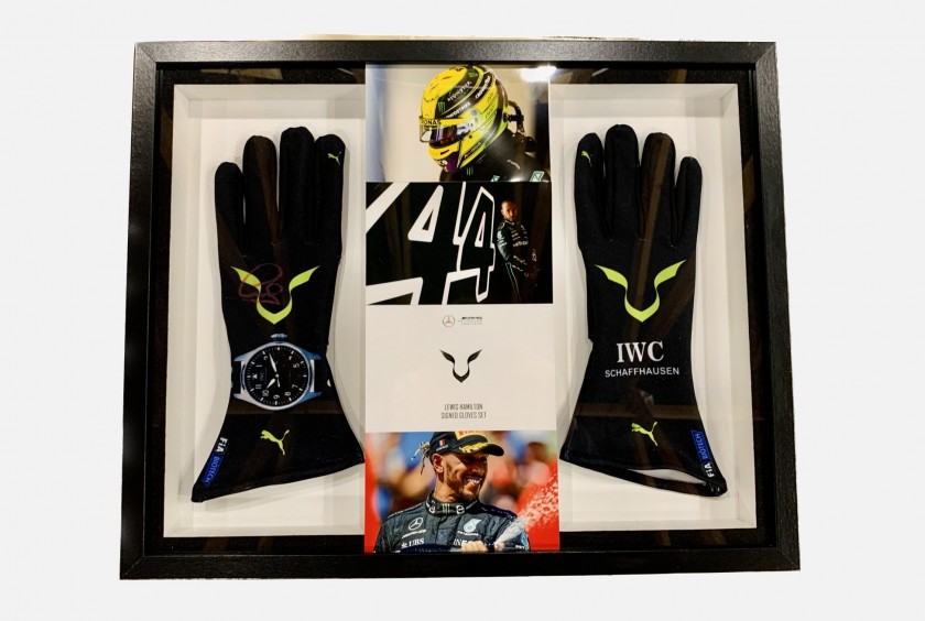 Lewis Hamilton Signed Gloves Display