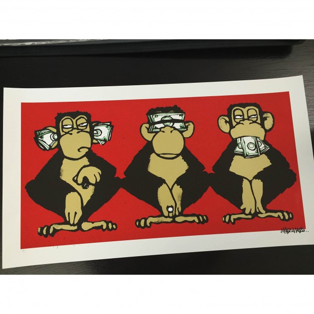 Limited edition '3 Monkeys' print by Mau Mau 