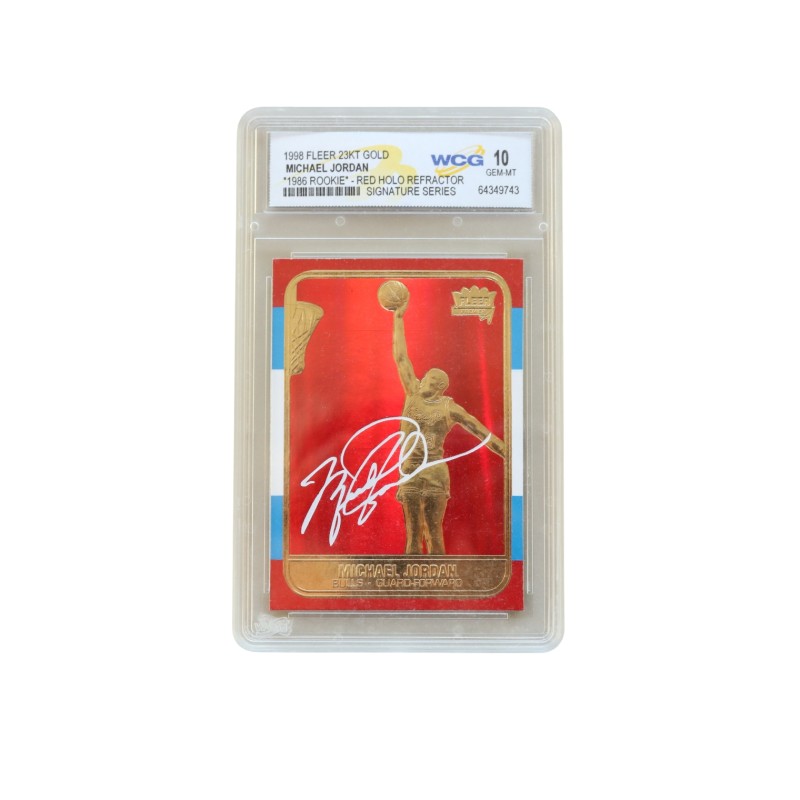 Michael Jordan's Fleer Red Holo Refractor Rookie Signature Card, 1998