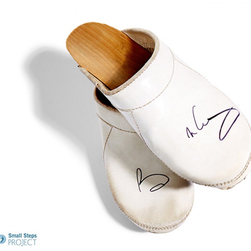 Brian May's Autographed White Clogs from his Personal Collection