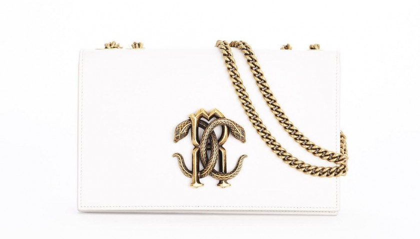 Roberto Cavalli Shoulder Bag with Mirror Snake Monogram 