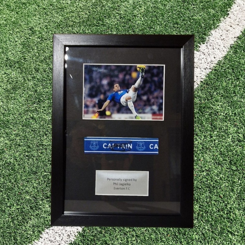 Phil Jagielka Signed Everton Official Captains Armband Framed COA