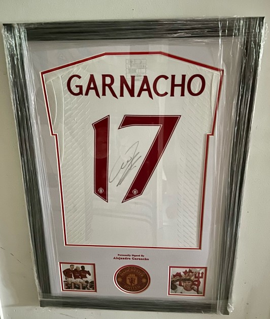 Alejandro Garnacho's Manchester United 2023/24 Signed and Framed Third Shirt