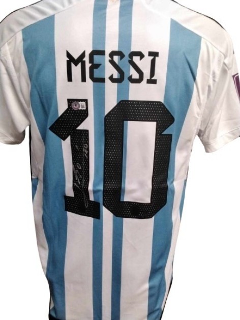 Messi Argentina Signed Replica Shirt, WC 2022 Final 