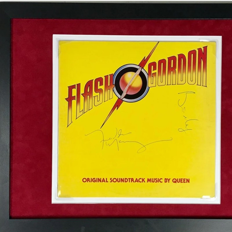 Flash Gordon album signed by Freddie Mercury and Bryan May