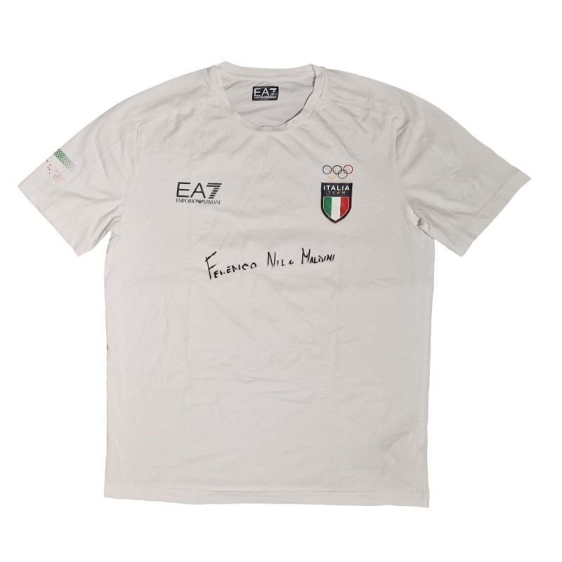 Armani T-Shirts worn by Federico Nilo Maldini - Mediterranean Games 2022