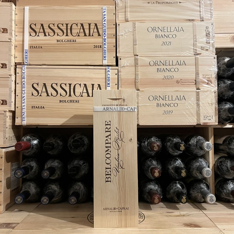 Belcompare 2019 Merlot Arnaldo Caprai in wooden crate