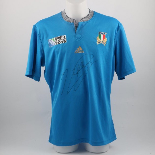 Italy Rugby World Cup 2015 shirt, signed by Castrogiovanni