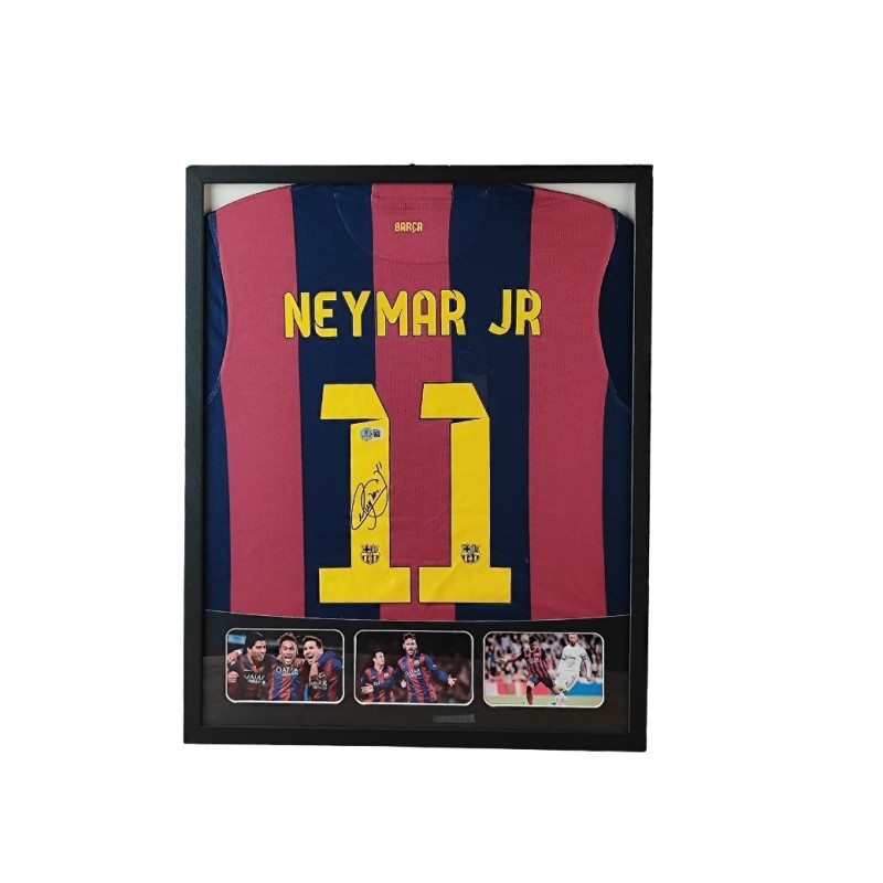 Maglia Neymar FC Barcelona in cornice deluxe di alta qualità - Autografata