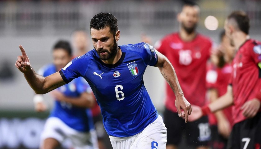 Candreva's Match-Issue/Worn Albania-Italy Signed Shirt 