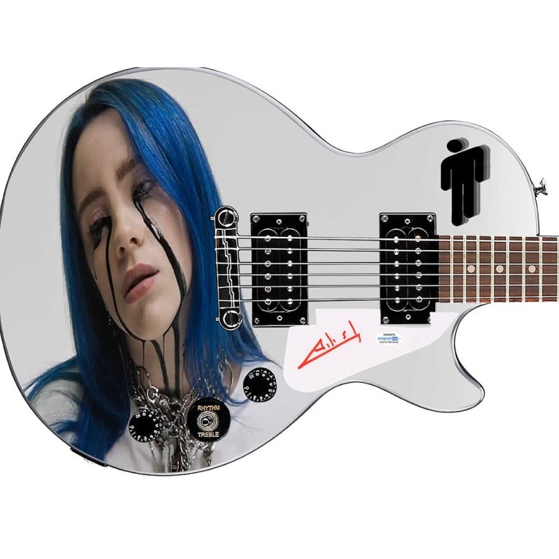 Billie Eilish Signed Custom Graphics Epiphone Guitar
