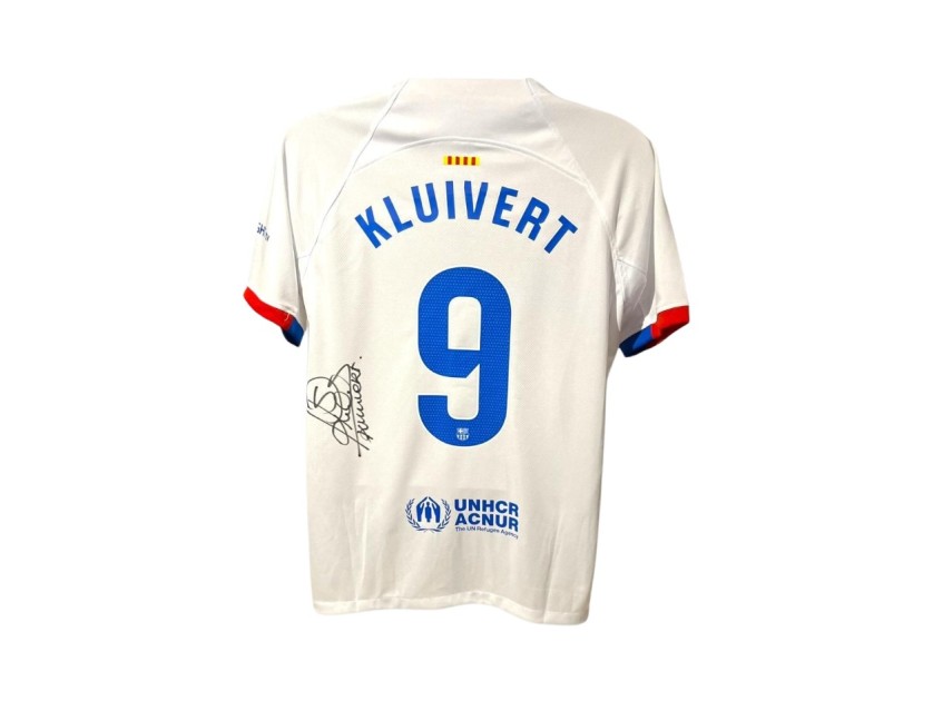 Maglia da trasferta replica firmata di Patrick Kluivert per il Barcellona 2023/24