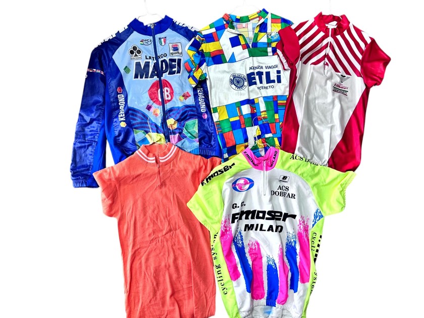 Collection of Five Match-Issued Biking Shirts