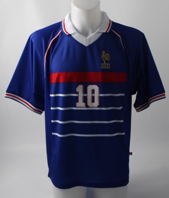 Réplique officielle du maillot de Zinedine Zidane de France 1998, signé par le joueur