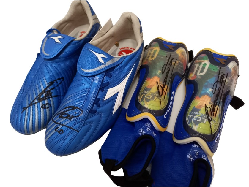 Boots and Shin Guards Signed by Francesco Totti - WC 2006 Edition