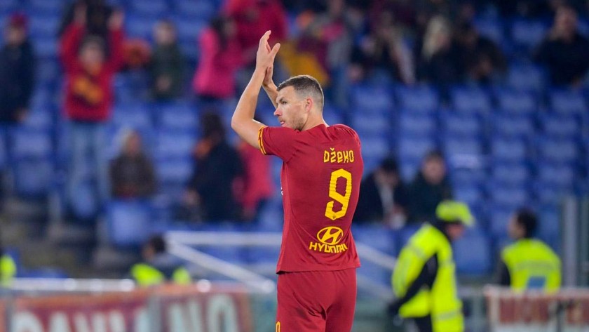 Dzeko's Worn and Signed Shirt, Roma-SPAL 2019