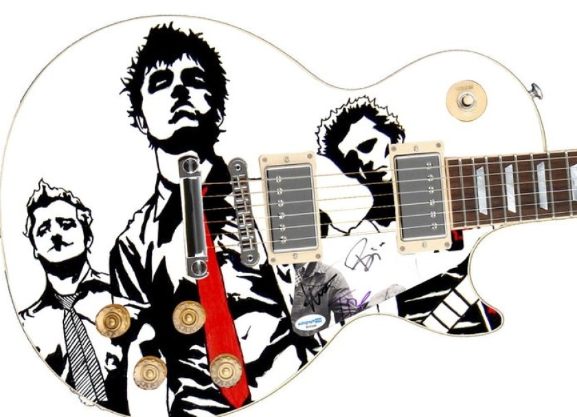 Green Day Signed Pickguard on a Custom Signature Edition Guitar