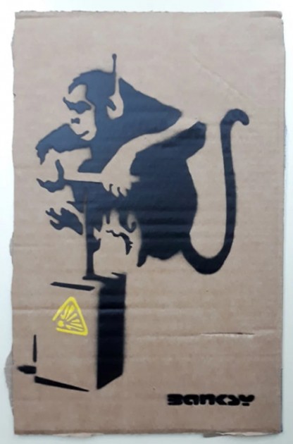 Banksy "Monkey Detonator" Recycled Cardboard (Attributed)