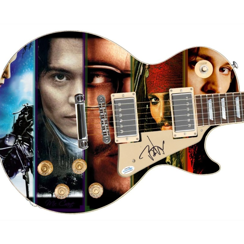 Johnny Depp Signed Custom Graphics Guitar 