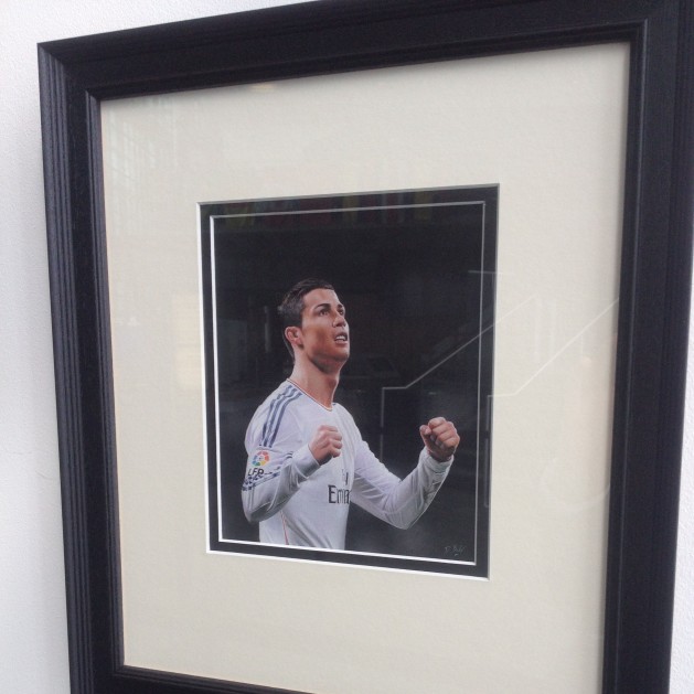 World renowned sport artist, Darren Baker, Cristiano Ronaldo portrait