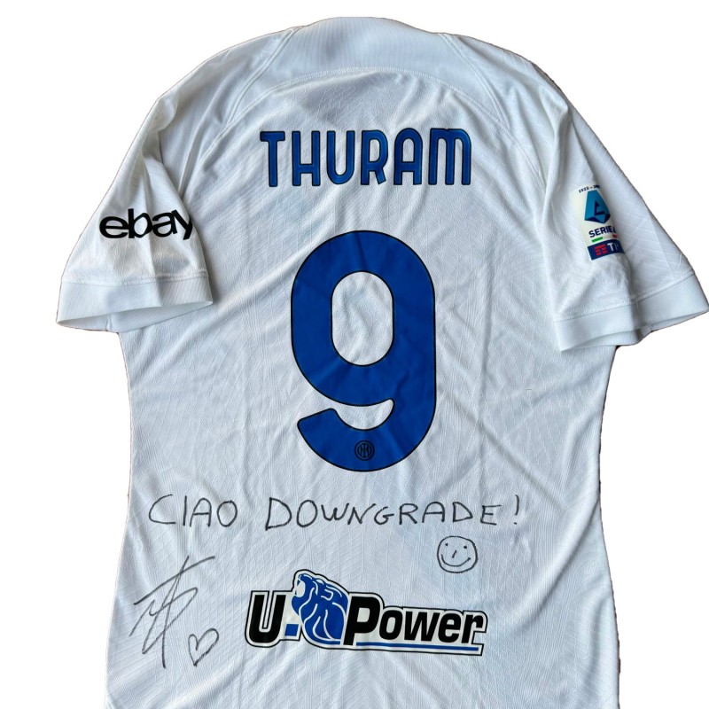 Maglia ufficiale Thuram Inter, 2023/24 - Autografata "Ciao Downgrade"