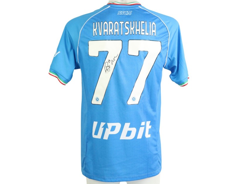 Kvaratskhelia Official Napoli Signed Shirt, 2023/24