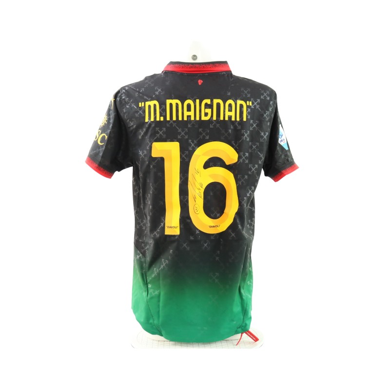 Maignan's Official Milan Signed Shirt, 2025 - Off White