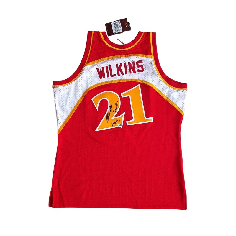 Maglia ufficiale firmata Dominique Wilkins degli Atlanta Hawks