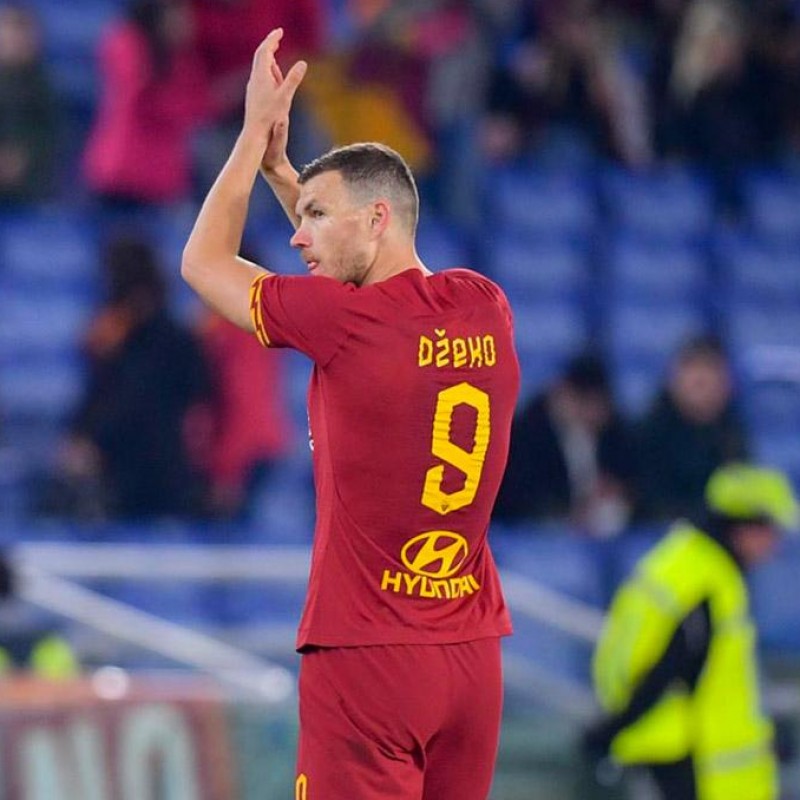 Dzeko's Worn and Signed Shirt, Roma-SPAL 2019
