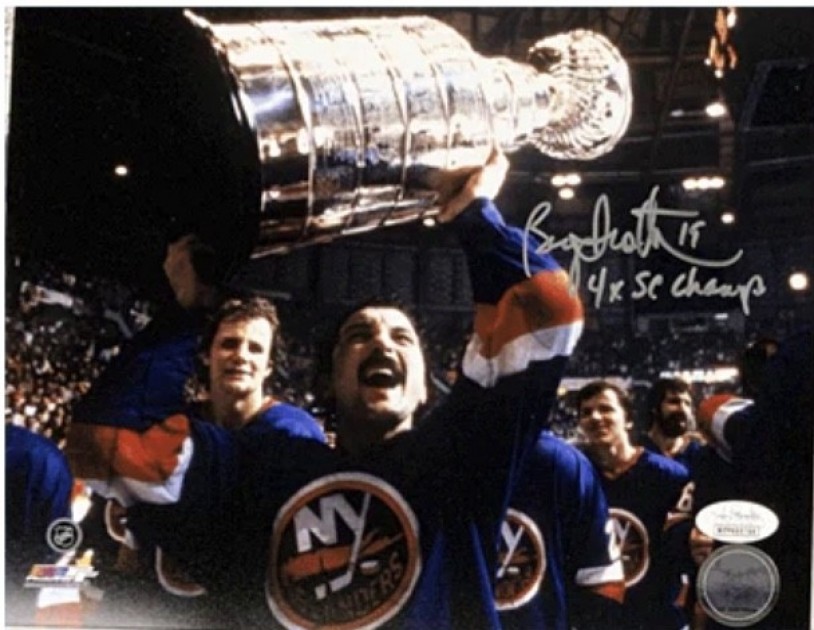 Bryan Trottier Signed Stanley Cup Champs Photograph