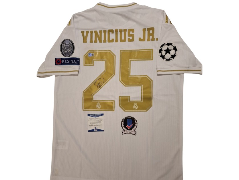 Maglia replica firmata del Real Madrid 2019/20 di Vinicius Junior