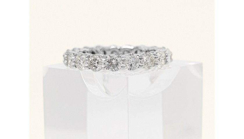 3.85 Carat E-H VVS Diamonds Eternity Band 18K White Gold Ring