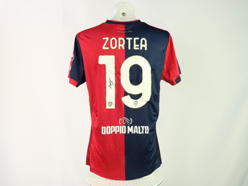 Zortea's Signed Unwashed Shirt, Cagliari vs Bologna 2024