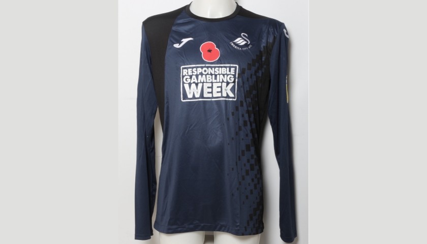 Mulder's Swansea City Worn and Signed Poppy Shirt 