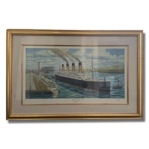 Quadro autografato da Millvina Dean (sopravvissuta al Titanic) e Simon Fisher (artista) 