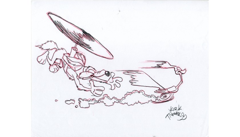 Original Drawing of Wile E. Coyote and Road Runner by Kirk Tingblad