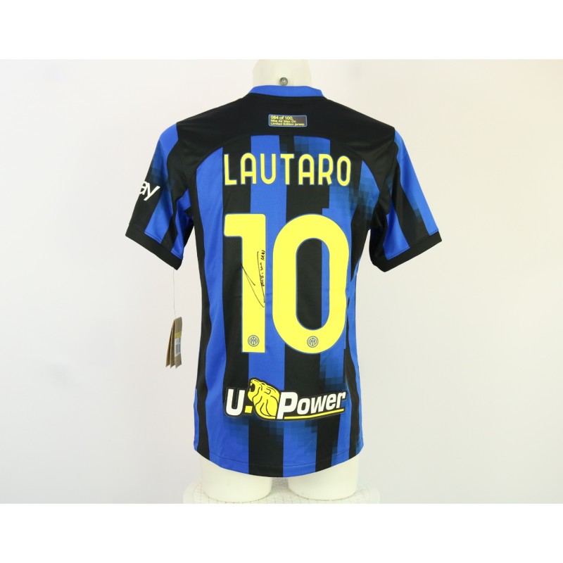 Signed Lautaro Official Inter Milan Signed Shirt, 2023/24
