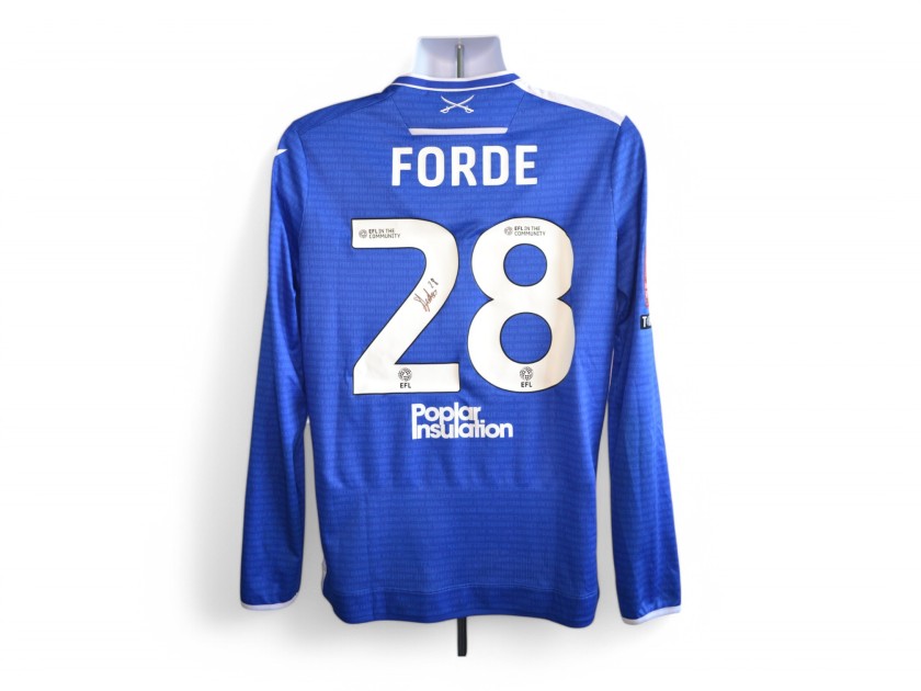 Forde's Bristol Rovers Emirates FA Cup Signed Match Worn Shirt, vs Barnsley 