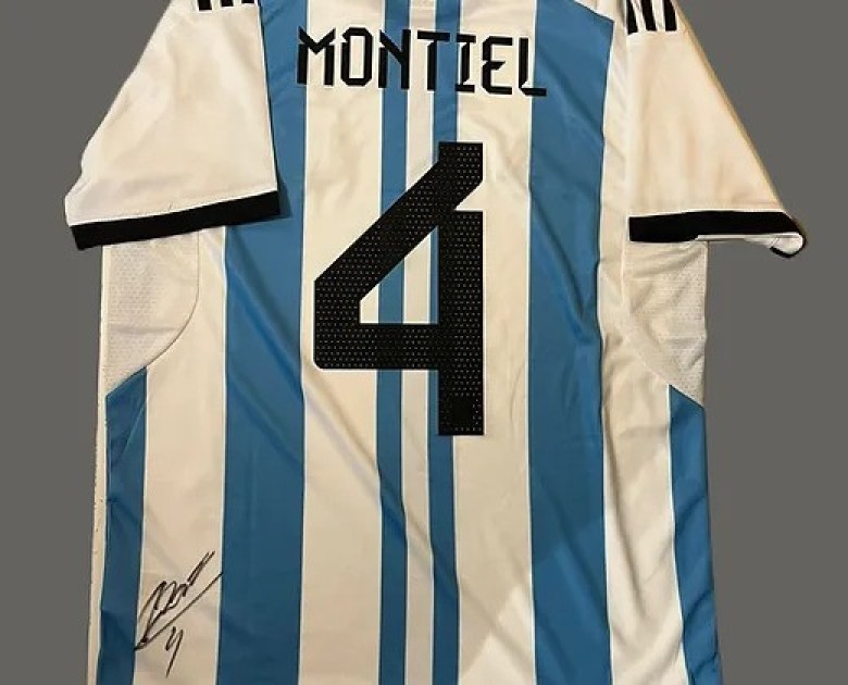 Gonzalo Montiel's Argentina 2022 World Cup Signed and Framed Shirt 