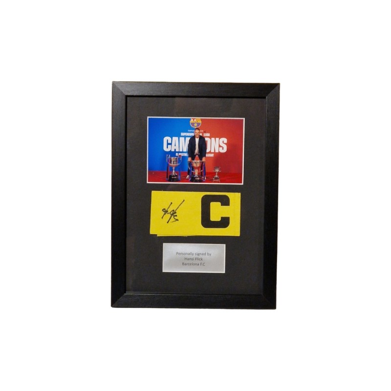 Hansi Flick Barcelona Signed Football Captains Armband Framed
