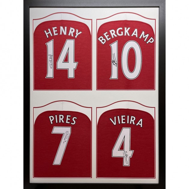 Henry, Bergkamp, Pires and Vieira Arsenal FC Signed Quad Framed Shirts