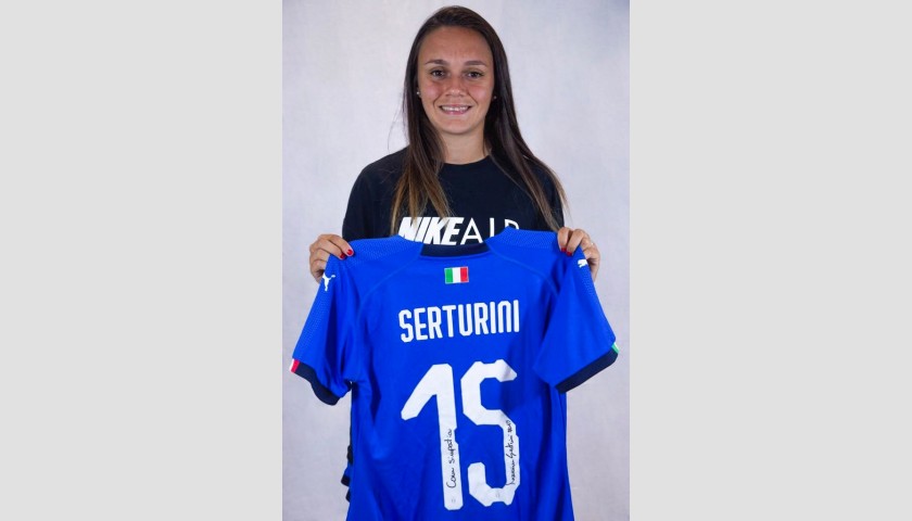 Serturini's Worn and Signed Shirt, Italy-Switzerland 2019