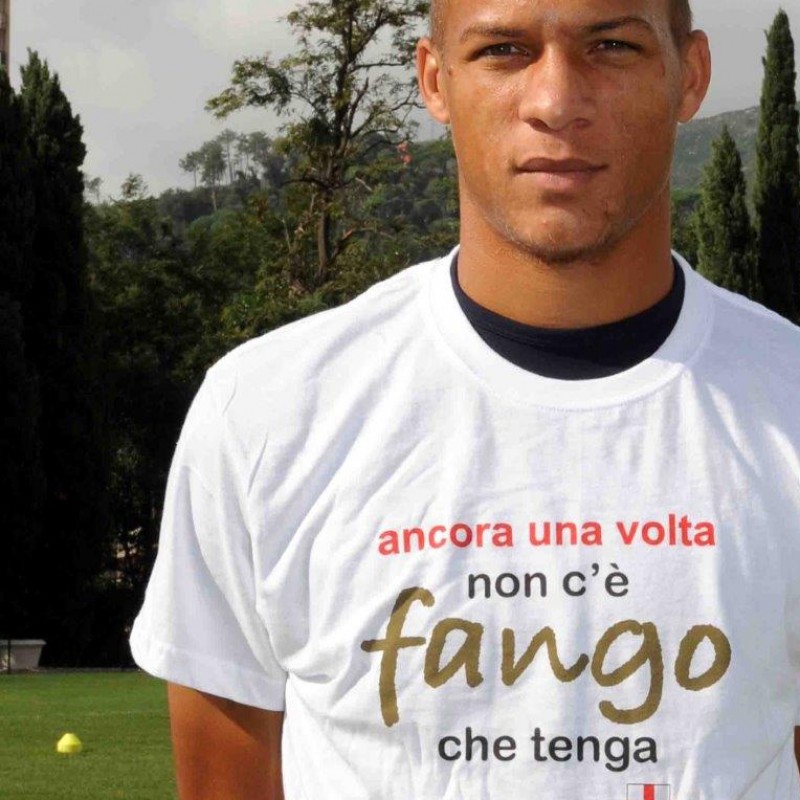 De Maio match worn shirt “Non c’è fango che tenga” , Genoa–Empoli Serie A 2014/2015 - signed