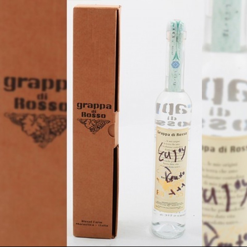 Exclusive Bottle of "Grappa di Rosso" Signed by Renzo Rosso